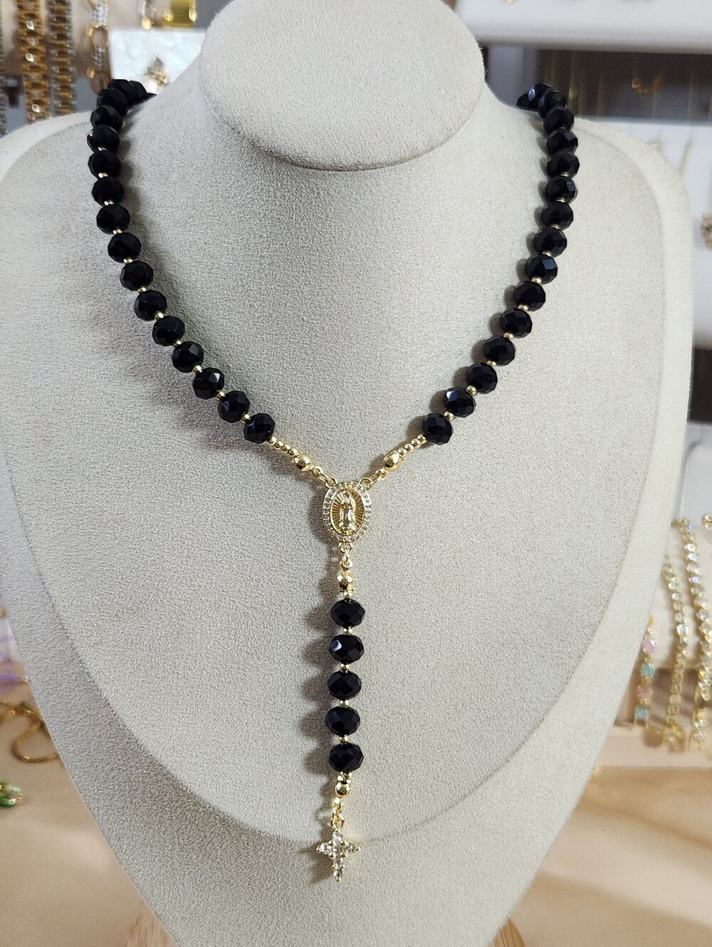 14k Gold Plated Rosary Necklace